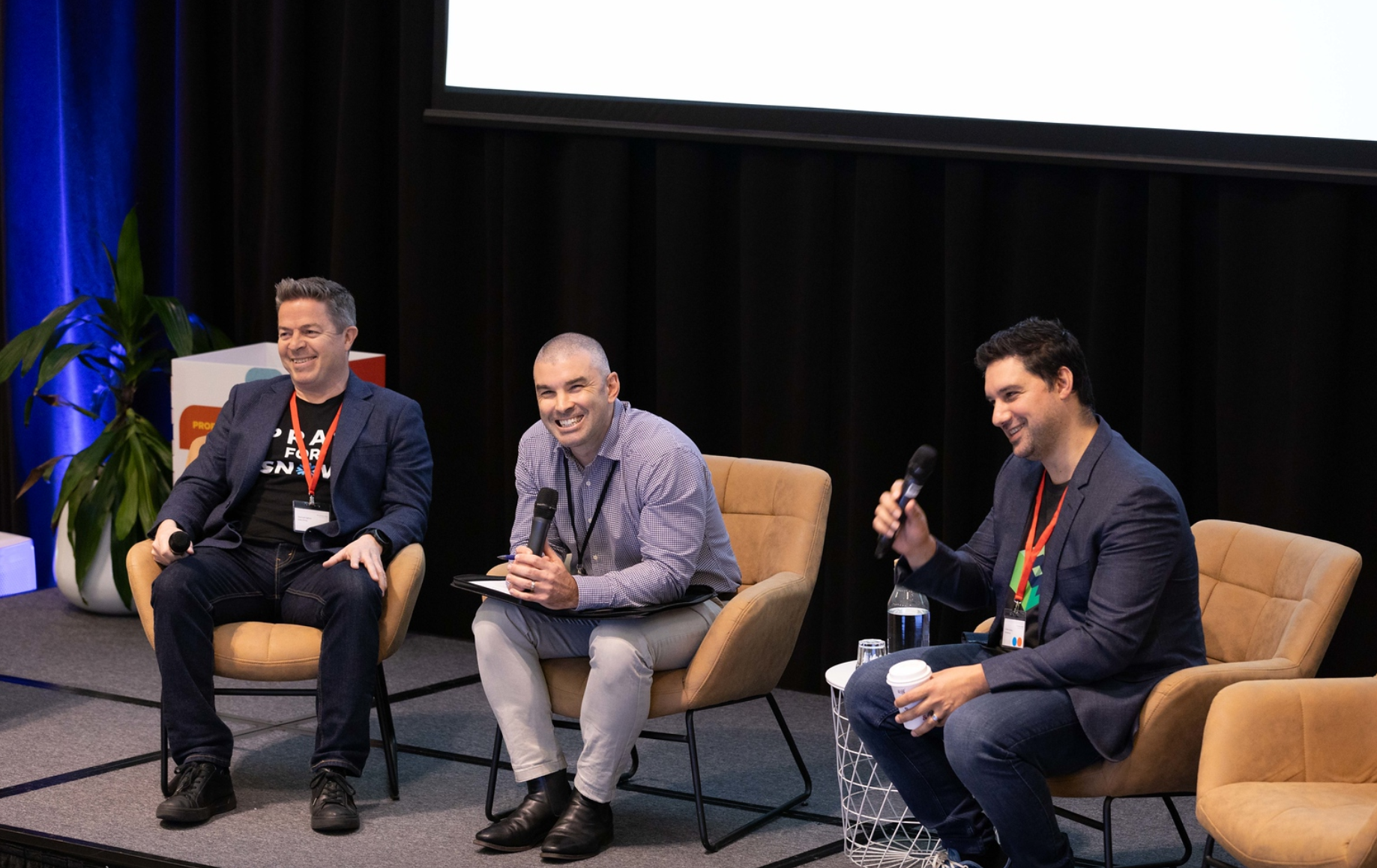 Clive Astbury, Director, Sales Engineering, ANZ, Snowflake, Michael Ogilvie, Founder of The Proptech Cloud and Data Army, with Dr Ben Coorey, Founder and CEO of Archistar